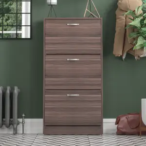 Vida Designs 3 Drawer Shoe Storage Cabinet Walnut