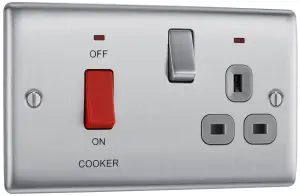 BG Matt Raised slim Cooker switch & socket with neon