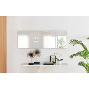 Alcantera Rectangle Metal Frame Wall Mirror Simple and Elegant Modern Design White Gloss / 140cm H x 50cm W