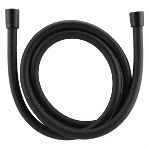 Nes Home 1.5m Smooth Matt Black PVC Flexible Shower Hose Replacement with Brass Connectors