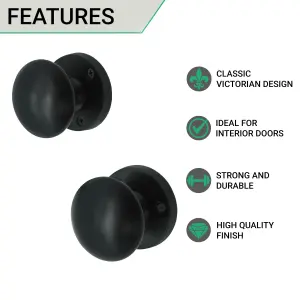 EAI - Mortice Door Knob Set Victorian Matt Black