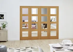 Green & Taylor Shaker Oak 4 Lite Clear Glass - Prefinished Internal French Folding Doorset - 2216 x 2031 x 108mm (WxHxT)