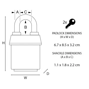 Master Lock Proseries Laminated Steel Black Closed shackle Padlock (W)67mm