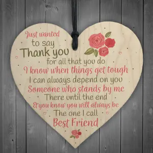 Red Ocean Friendship Thank You Birthday Gift Best Friend Plaque Wooden Hanging Heart Chic Sign Keepsake Poem