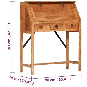 Berkfield Writing Desk 90x40x107cm Solid Acacia Wood