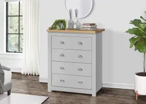 Grey Wooden 4 Piece Furniture Set Wardrobe Chest of Drawers Bedsides Birlea Highgate