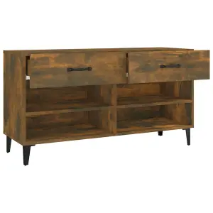 Berkfield Shoe Cabinet Smoked Oak 102x35x55 cm Engineered Wood