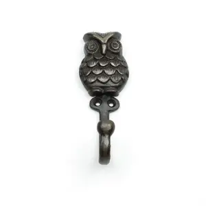 Oakcrafts - Antique Cast Iron Decorative Owl Hook - 165mm x 70mm