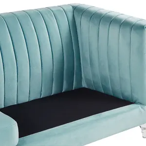 3 Seater Velvet Fabric Sofa Light Blue ARVIKA