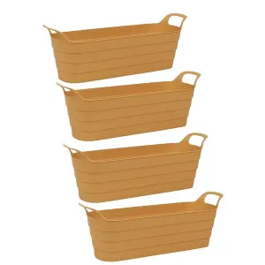 URBNLIVING 44cm Width 4 Pcs Herb Pots with Handles Plastic Flexi Planter Yellow Flower Box Recycled Troughs