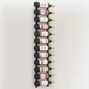 Riveria Wall Mounted Wine Rack for 12 Bottles Black Iron