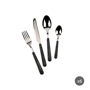 Excelsa Wood 24 Piece Cutlery Set , Service for 6 (Set of 6) Black