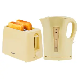 Geepas Electric Kettle & 2 Slice Bread Toaster Kitchen Combo Set  2200W 1.7L Cordless Jug Kettle Beige