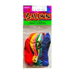 Unique Party Latex 7th Birthday Balloons (Pack of 10) Multicoloured (One Size)