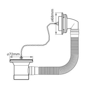 Flomasta Chrome effect Plastic & stainless steel Plug & chain Unslotted Waste (Dia)52mm