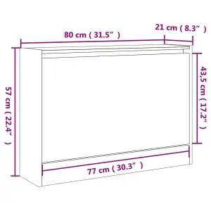 Berkfield Shoe Cabinet Grey Sonoma 80x21x57 cm Engineered Wood