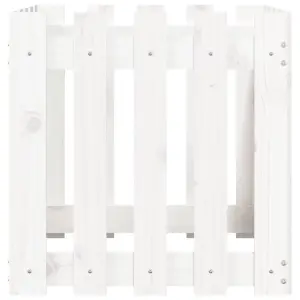 Berkfield Garden Planter with Fence Design White 50x50x50 cm Solid Wood Pine