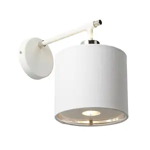 Wall Light Silver Metallic Lining Shade White/Polished Nickel LED E27 40W