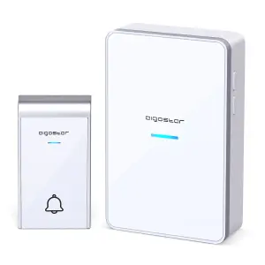 Aigostar White Wireless Doorbell, IP44 Waterproof Cordless Door Chime Kit with 1 Receiver