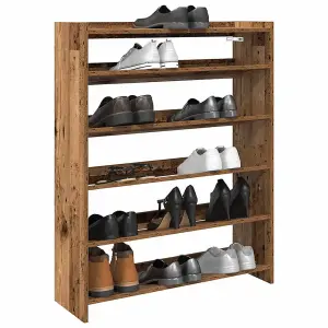 Berkfield Shoe Rack Old Wood 80x25x100 cm Engineered Wood