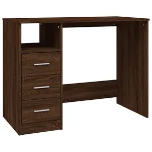 Berkfield Desk with Drawers Brown Oak 102x50x76 cm Engineered Wood