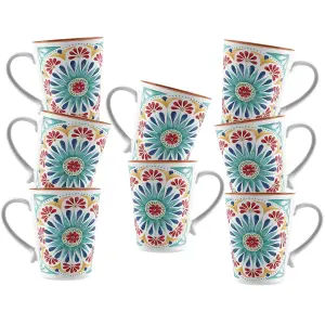 Purely Home Rio Medallion Melamine Mugs - Set of 8