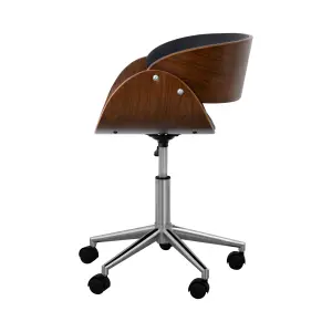 Teamson Home VNF-00098-UK Brown Padded Home Office Swivel Chair in Wood & Faux Leather