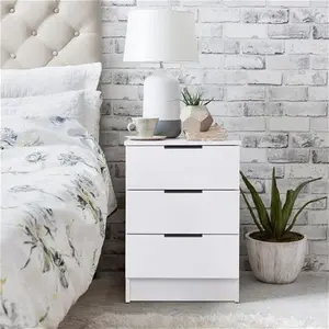 Essie 3 Drawer Bedside Table - Pure White - Set Of 2