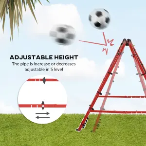 HOMCOM Rebounder Net Football Target Goal with Adjustable Angles, Red