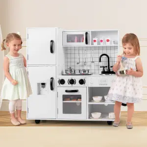 COSTWAY Kids Play Kitchen Toy Set Chef Pretend Play Toy w/ Oven Sink & Stove