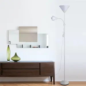 Luminosa Lisa Floor Lamp 1xE27 with Reading Light 1xE14 White