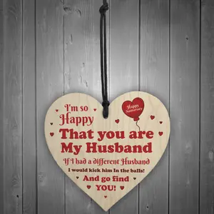 Funny Gift For Husband Wooden Heart Anniversary Gift For Husband Keepsake Gift For Him