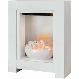 Adam Monet Fireplace Suite in Pure White with Electric Fire, 23 Inch