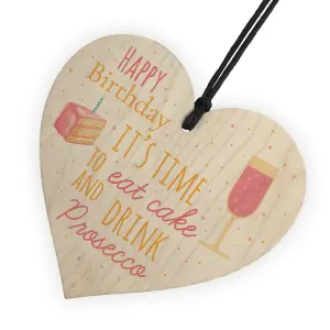 Red Ocean Cake Prosecco Happy Birthday Wooden Heart Mum Nan Daughter Best Friend Funny Card Gift