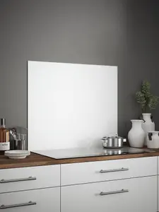 Ice White 6mm Glass Self-Adhesive Kitchen Splashback 900mm x 750mm Easy To Apply