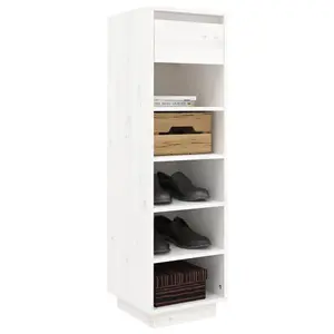 Berkfield Shoe Cabinet White 34x30x105 cm Solid Wood Pine