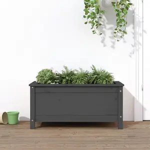 Berkfield Garden Planter Grey 82.5x40x39 cm Solid Wood Pine