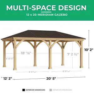 Meridian Gazebo 12ft x 20ft (3.7m x 6.2m) with Privacy Wall & Wooden Bar Counter