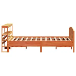 Berkfield Bed Frame without Mattress Wax Brown 150x200 cm King Size Solid Wood Pine