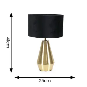 ValueLights Jax Gold Metal Touch Dimmer Table Lamp with Black Velvet Shade