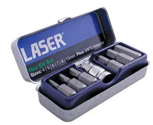 Laser Tools 0593 7pc Hex Bit Set with 3/8" Drive Bit Adaptor