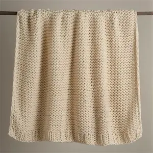 Dunelm Chunky Knit Throw Blanket, Country, Natural, Acrylic