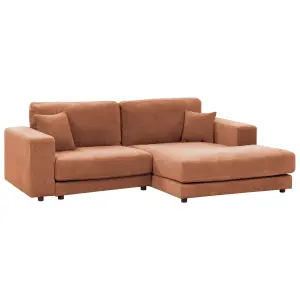 Corner Sofa LOFOTEN Light Red Fabric 3 Seater Left Hand