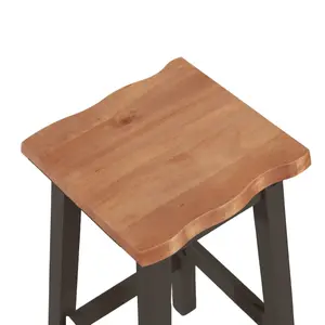 Corona Black Pair of live edge high breakfast stools , 33.5cm wide x 33.5cm deep x 72cm high