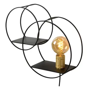 Lucide Circle Retro Wall Light - 1xE27 - Black