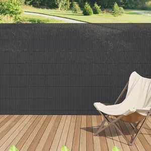 Dark Grey PVC Privacy Fence Sun Blocked Garden Screen Panel Blindfold for Balcony L 3m x H 1.2m