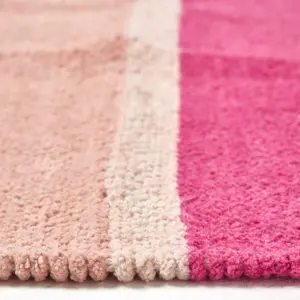 Homescapes Cotton Chenille Striped Rug Pink Beige Red Yellow Candy, 90 x 150 cm