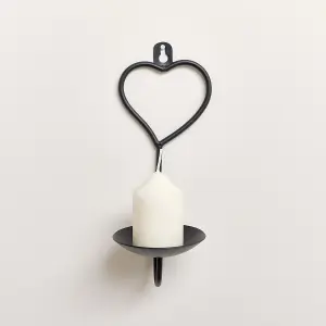 Melody Maison Matte Black Heart Candle Sconce