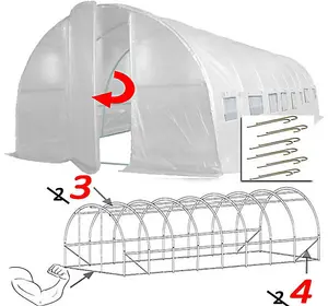 8m x 3m + Anchorage Stake Kit (27' x 10' approx) Pro+ White Poly Tunnel