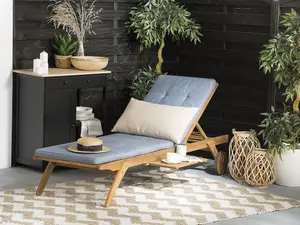 Sun Lounger with Cushion Wood Blue CESANA